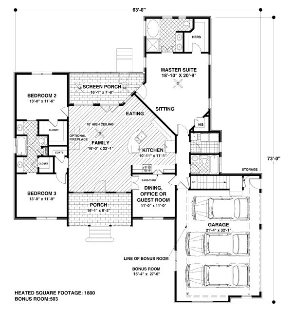 Craftsman Floor Plan - Main Floor Plan #56-557