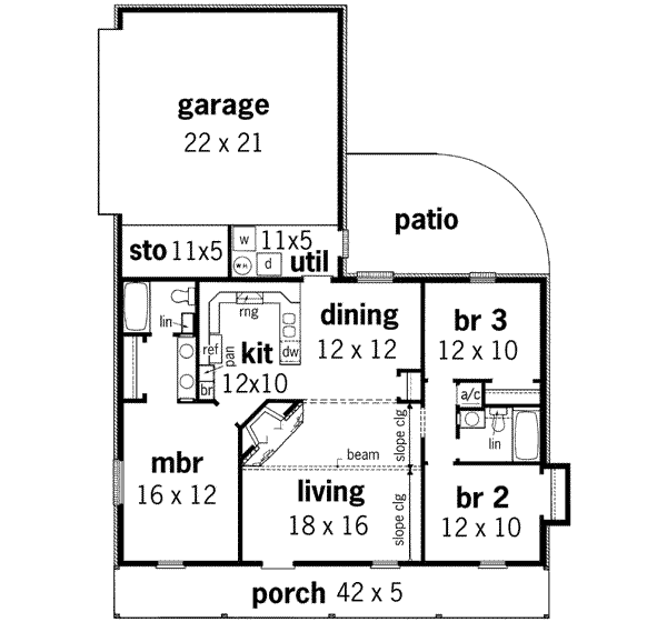 Home Plan - Country Floor Plan - Main Floor Plan #45-255