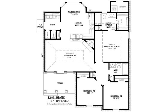 Floor Plan - Main Floor for Traditional House Plan #424-257 - 3 bed, 2 bath