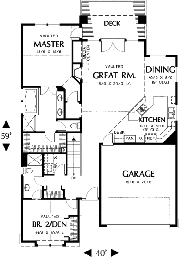 Architectural House Design - Craftsman Floor Plan - Main Floor Plan #48-286