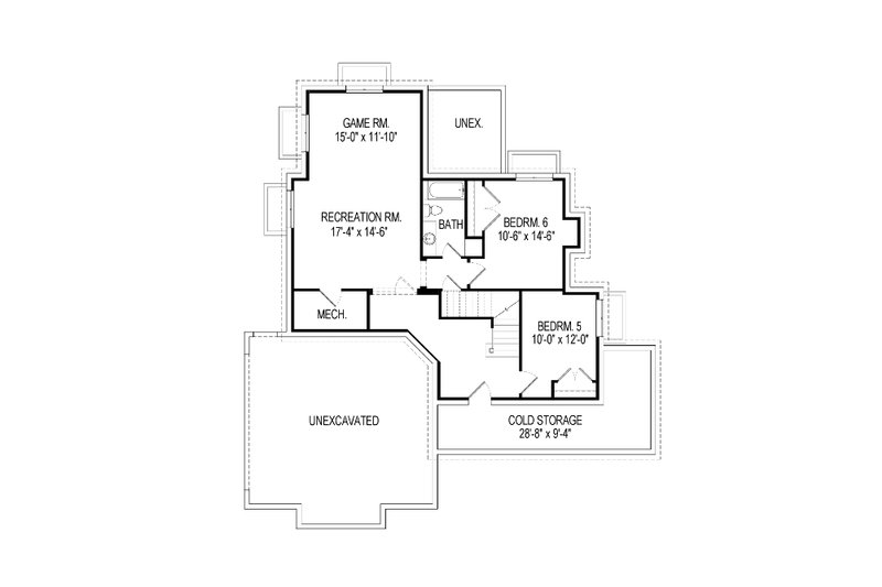 Dream House Plan - Floor Plan - Lower Floor for Craftsman House Plan #920-35 - 6 bed, 3.5 bath