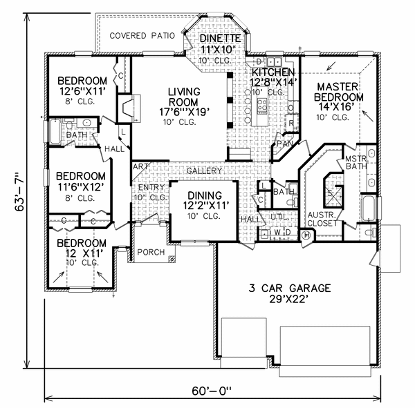 Floor Plan - Main Floor for European House Plan #65-481 - 4 bed, 3 bath