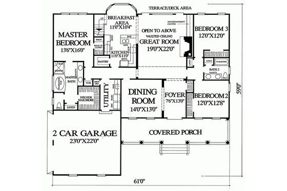 country house plan by North Carolina architect William Poole 