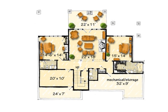 Floor Plan - Lower Floor for Log House Plan #942-43 - 3 bed, 3.5 bath