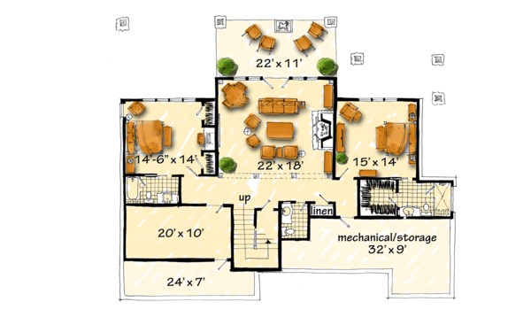 Home Plan - Log Floor Plan - Lower Floor Plan #942-43
