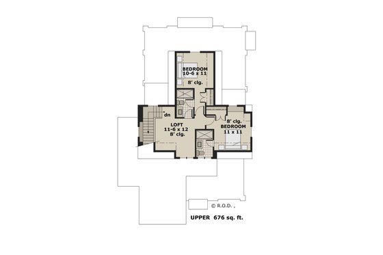 Floor Plan - Upper Floor for Farmhouse House Plan #51-1269 - 3 bed, 3.5 bath