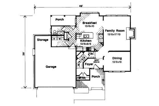 Floor Plan - Main Floor for European House Plan #41-138 - 3 bed, 2.5 bath