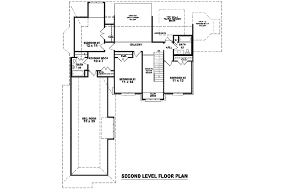 Floor Plan - Upper Floor for European House Plan #81-1139 - 4 bed, 4 bath