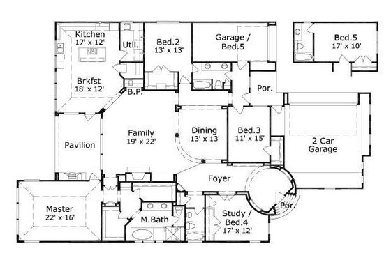 Floor Plan - Main Floor for European House Plan #411-394 - 4 bed, 2.5 bath