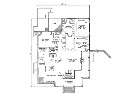Floor Plan - Main Floor for Country House Plan #17-242 - 3 bed, 3.5 bath