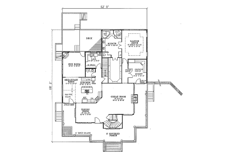 Dream House Plan - Floor Plan - Main Floor for Country House Plan #17-242 - 3 bed, 3.5 bath