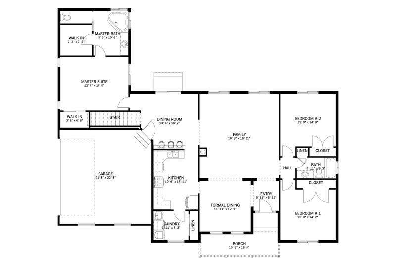 House Plan Design - Floor Plan - Main Floor for Ranch House Plan #1060-258 - 3 bed, 2 bath