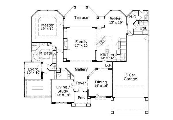 Mediterranean Floor Plan - Main Floor Plan #411-233