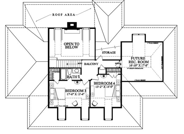 House Design - Floor Plan - Upper Floor for Southern House Plan #137-277 - 4 bed, 3.5 bath