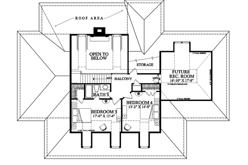 House Plan Design - Floor Plan - Upper Floor for Southern House Plan #137-277 - 4 bed, 3.5 bath