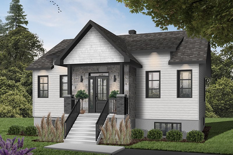 Dream House Plan - Exterior - Front Elevation 3 for Bungalow House Plan #23-2803 - 2 bed, 1 bath