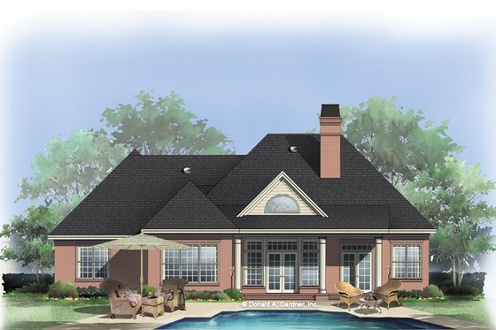 Exterior - Rear Elevation for European House Plan #929-692 - 3 bed, 2.5 bath