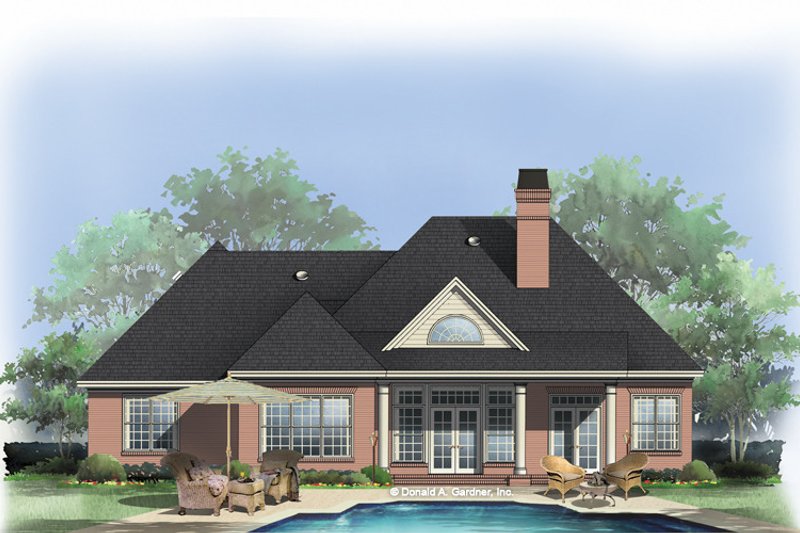 Home Plan - Exterior - Rear Elevation for European House Plan #929-692 - 3 bed, 2.5 bath