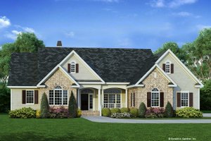 Exterior - Front Elevation 3 for Ranch House Plan #929-798 - 4 bed, 3 bath