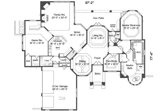 Floor Plan - Main Floor for European House Plan #135-118 - 4 bed, 4.5 bath