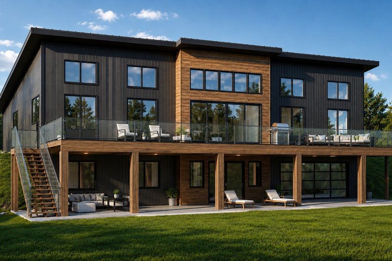 House Blueprint - Exterior - Rear Elevation for Contemporary House Plan #1064-514 - 6 bed, 5 bath