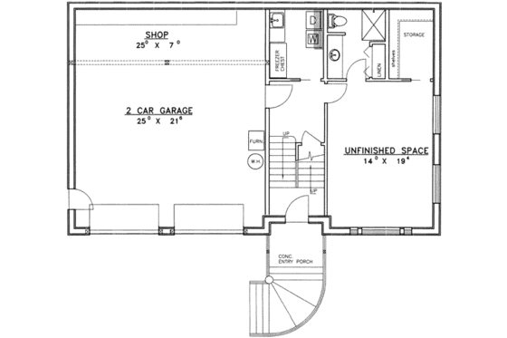 Floor Plan - Lower Floor for Traditional House Plan #117-205 - 3 bed, 3 bath