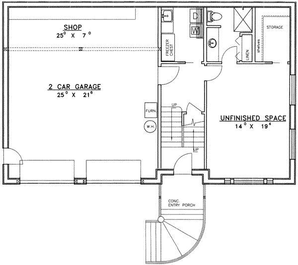 Traditional Floor Plan - Lower Floor Plan #117-205