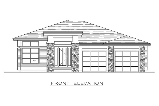 Exterior - Front Elevation 3 for Modern House Plan #1100-2 - 2 bed, 2 bath