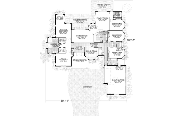 Floor Plan - Main Floor for Mediterranean House Plan #420-119 - 4 bed, 3.5 bath