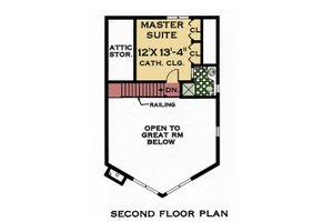 Floor Plan - Upper Floor for Cabin House Plan #3-240 - 3 bed, 2 bath