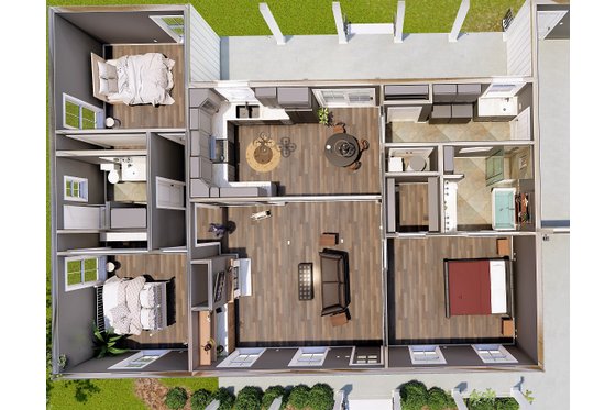 Floor Plan - Main Floor for Country House Plan #44-256 - 3 bed, 2 bath