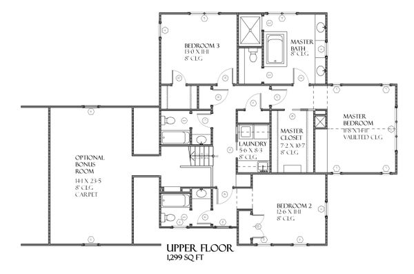 Tudor Floor Plan - Upper Floor Plan #901-98