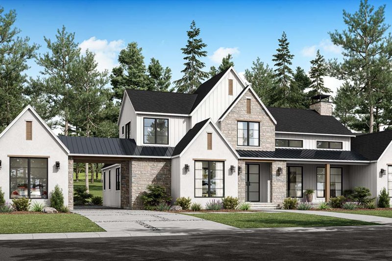 House Blueprint - Exterior - Front Elevation 3 for Farmhouse House Plan #1070-230 - 4 bed, 3 bath