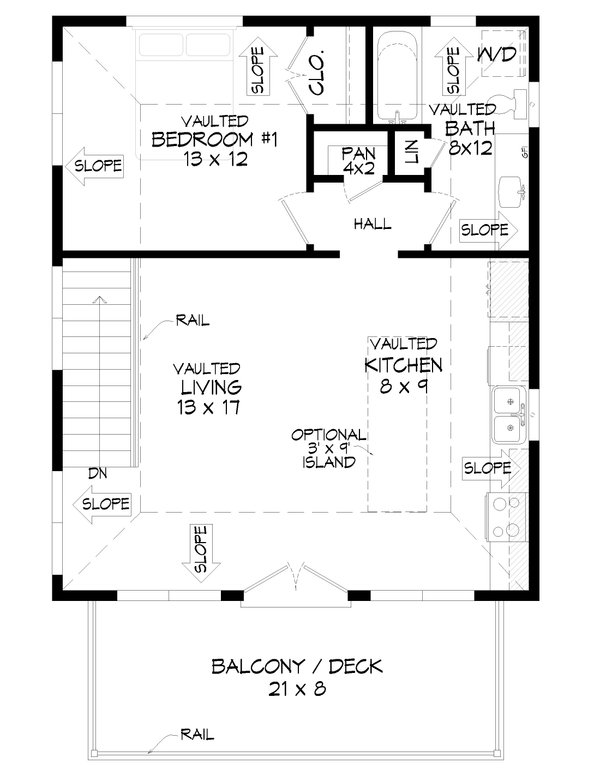 House Blueprint - Contemporary Floor Plan - Upper Floor Plan #932-1362