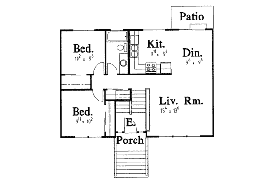 Floor Plan - Main Floor for Traditional House Plan #303-336 - 3 bed, 2 bath