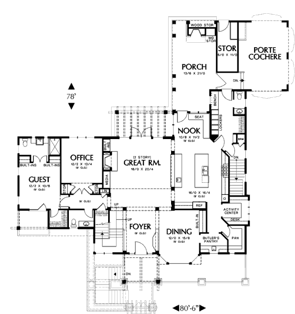 Architectural House Design - Craftsman Floor Plan - Main Floor Plan #48-364