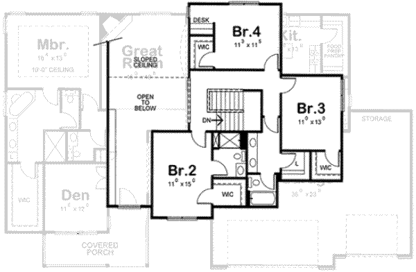 House Design - Traditional Floor Plan - Upper Floor Plan #20-1787