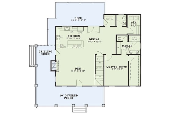 Floor Plan - Main Floor for Craftsman House Plan #17-3427 - 2 bed, 2.5 bath