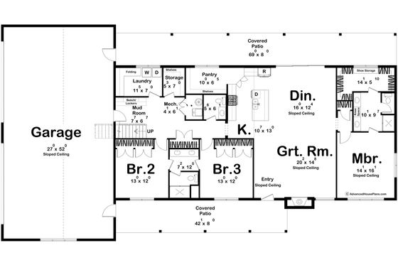 Floor Plan - Main Floor for Barndominium House Plan #455-417 - 4 bed, 3.5 bath