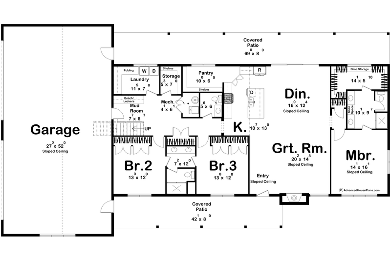 Architectural House Design - Floor Plan - Main Floor for Barndominium House Plan #455-417 - 4 bed, 3.5 bath