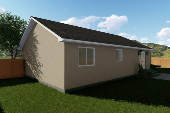 Exterior - Rear Elevation 1 for Ranch House Plan #1060-3 - 2 bed, 1 bath