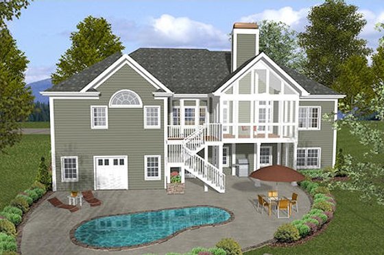 Exterior - Rear Elevation for Craftsman House Plan #56-568 - 3 bed, 2.5 bath
