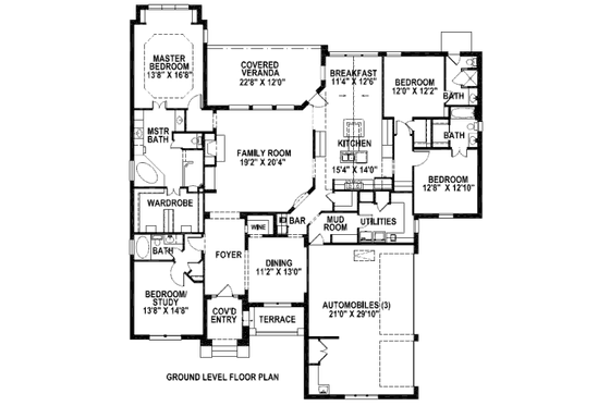 Floor Plan - Main Floor for European House Plan #141-271 - 4 bed, 4 bath