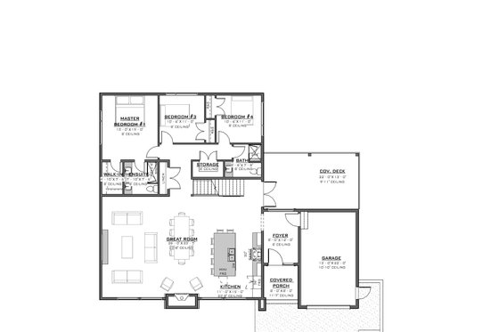 Floor Plan - Main Floor for Cabin House Plan #1086-25 - 6 bed, 4 bath