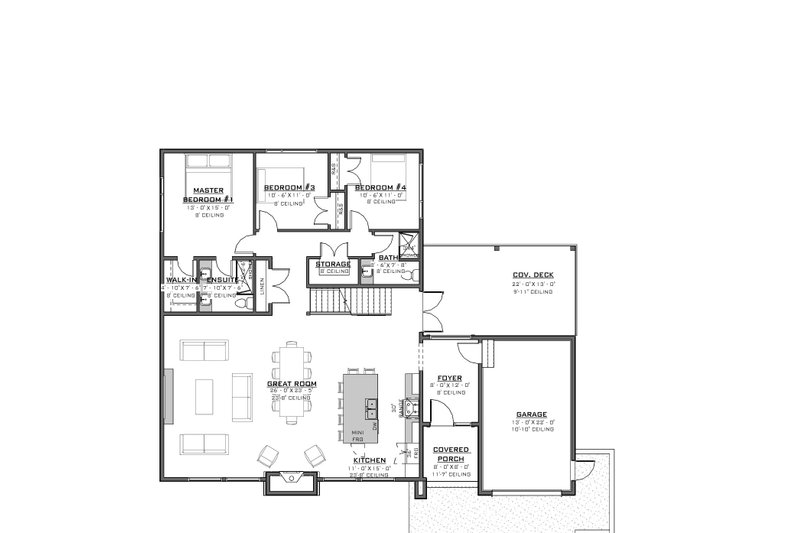 House Design - Floor Plan - Main Floor for Cabin House Plan #1086-25 - 6 bed, 4 bath