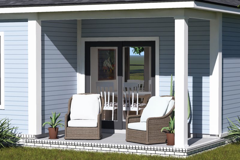 House Blueprint - Exterior - Covered Porch for Modern House Plan #513-2452 - 2 bed, 1 bath