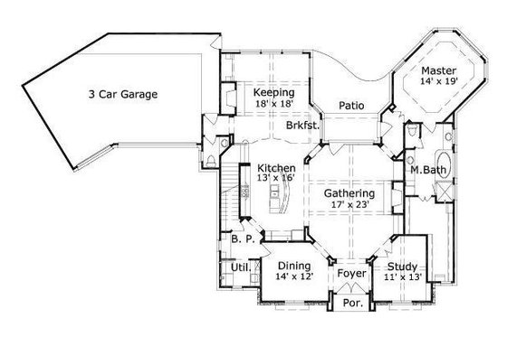 Floor Plan - Main Floor for European House Plan #411-535 - 4 bed, 3.5 bath
