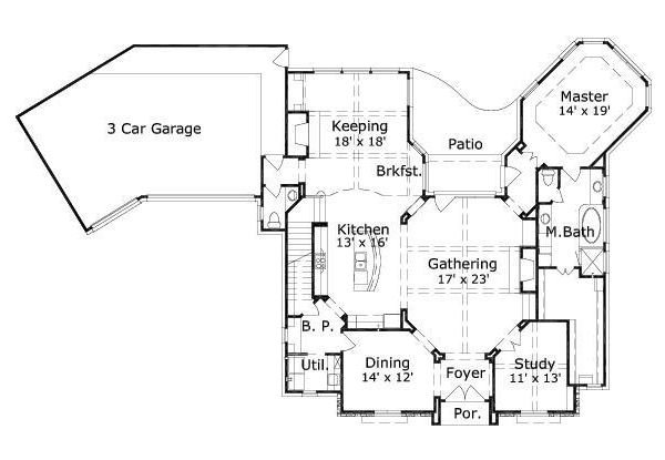 Floor Plan - Main Floor for European House Plan #411-535 - 4 bed, 3.5 bath
