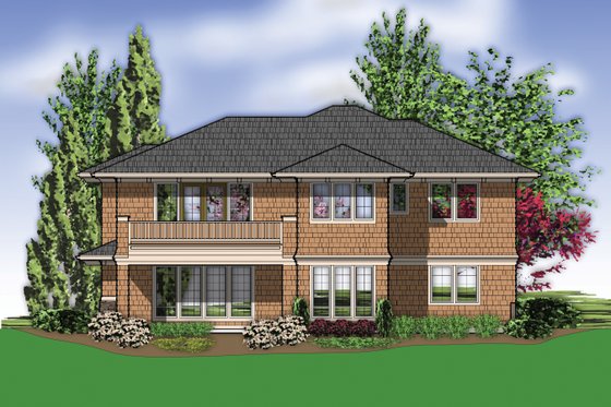Exterior - Rear Elevation for Prairie House Plan #48-623 - 4 bed, 3.5 bath