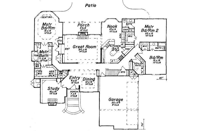 House Design - Floor Plan - Main Floor for European House Plan #52-171 - 3 bed, 3.5 bath